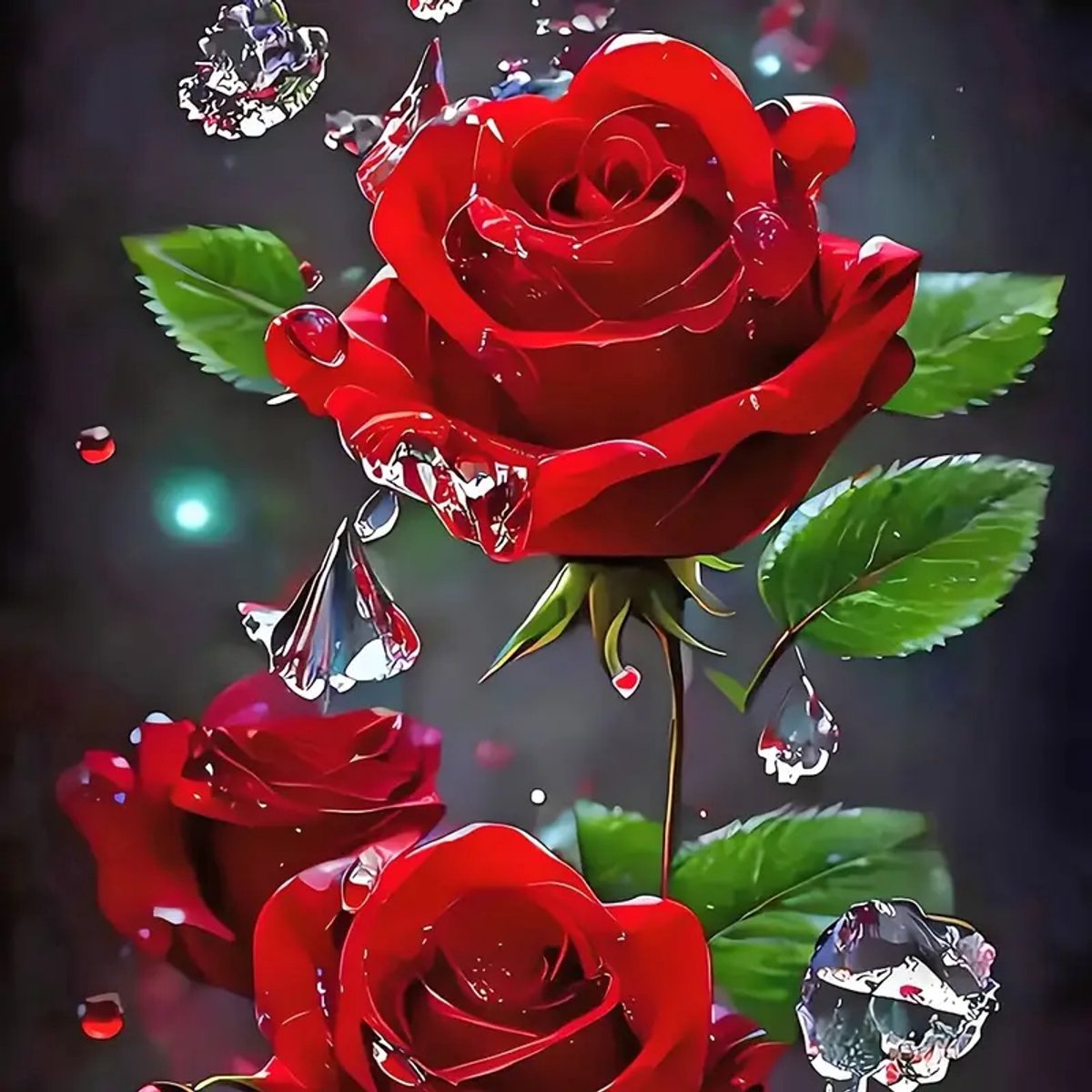 Diamond Painting Set - Rode Roos - 40x30cm