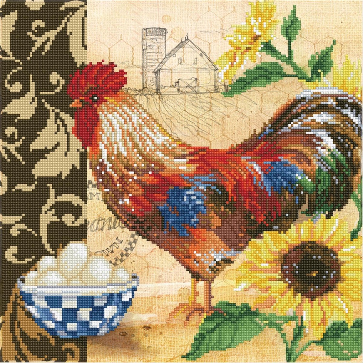 DD9.049  ® - 41x41cm Country Rooster
