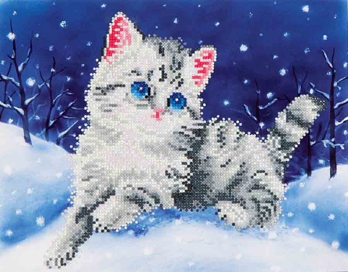 Diamond Dotz ® painting Kitten in the Snow (35.5x27,9cm)