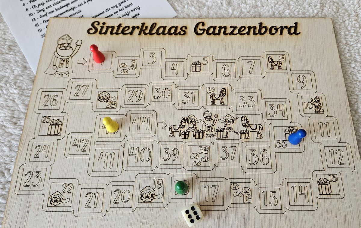 Houten Sinterklaas spel- Bordspel pakjesavond - 5 december familiespel