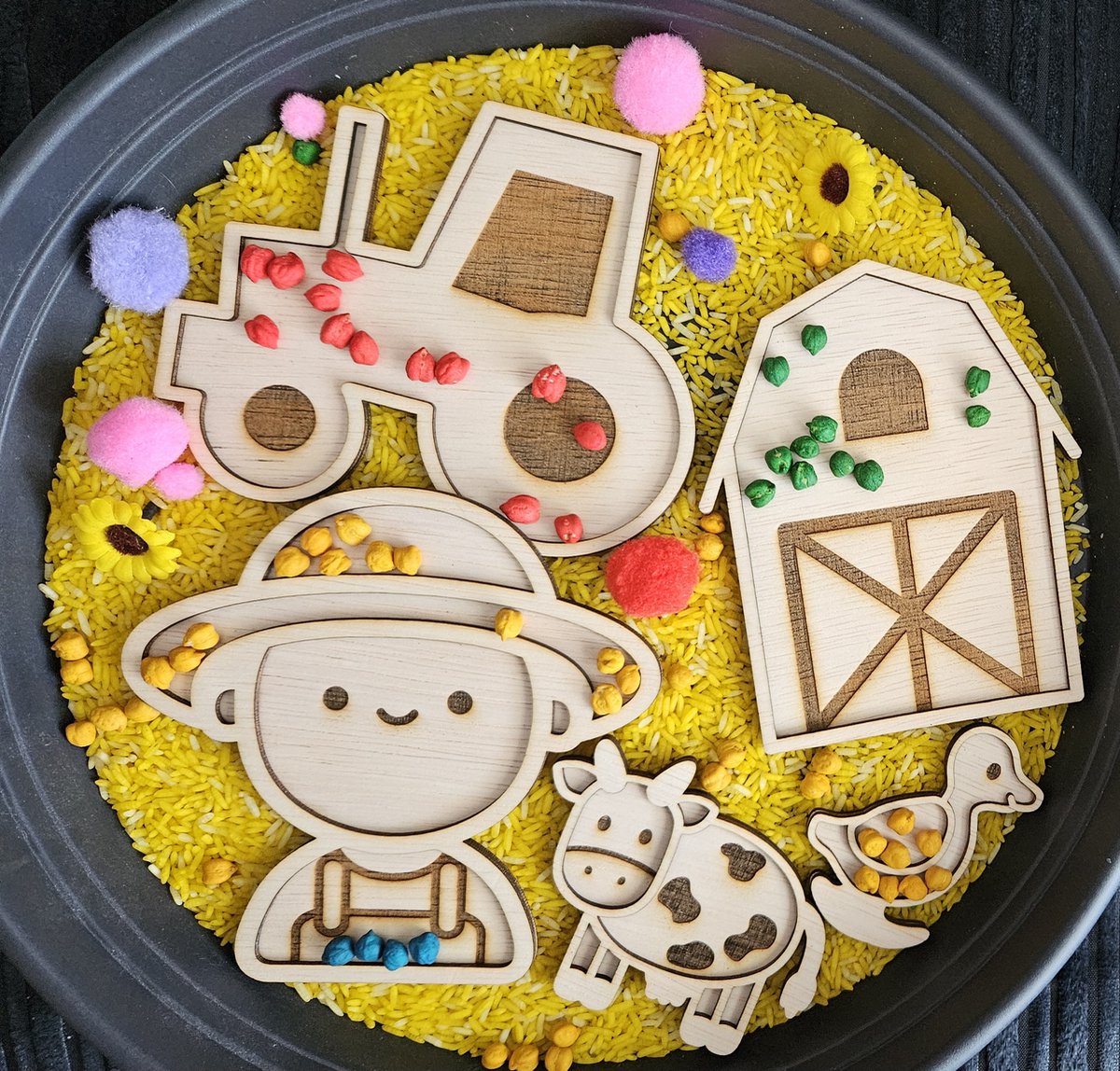 Vulvorm, vulvormen boerderij voor speelrijst - sensorische speelgoed set - Sensory, sensorisch motorische ontwikkeling