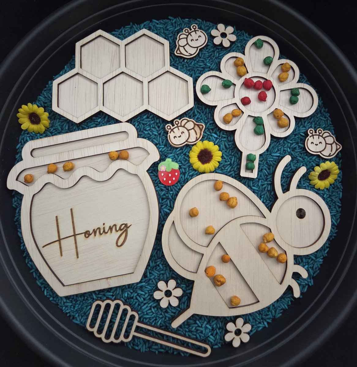 Vulvorm bijen set voor speelrijst - sensorische speelgoed set - Sensory, sensorisch motorische ontwikkeling - Vulvormen