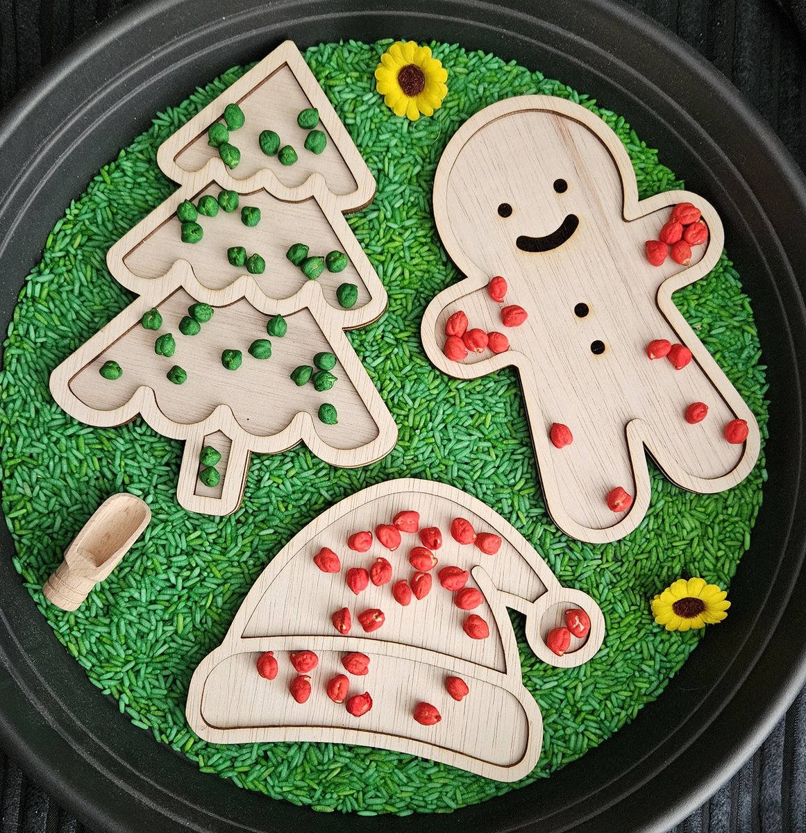 Vulvorm kerstboom, muts, gingerbread voor speelrijst - sensorische speelgoed set - Sensory, sensorisch motorische ontwikkeling