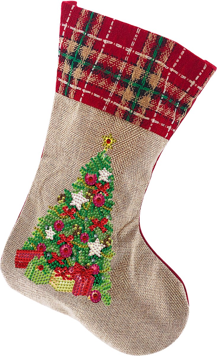 Kerstsok 05 - Diamond painting - compleet pakket - Diamond painting by Wietske