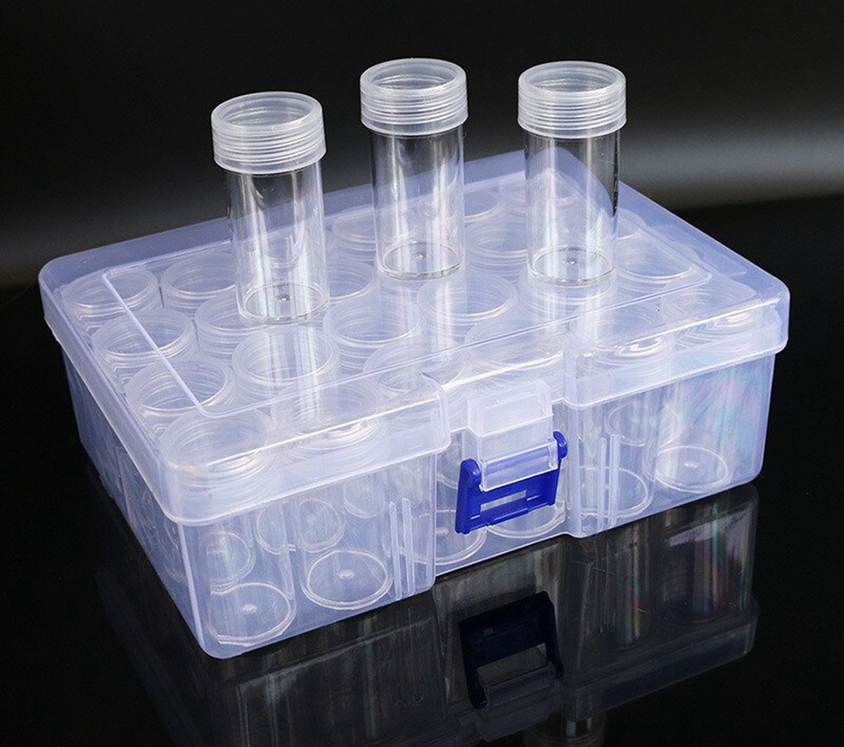 Diamond Painting - Kralen - Glitter- Opslag/Opbergdoos-Ronde potjes-24 potjes-Schroefdop