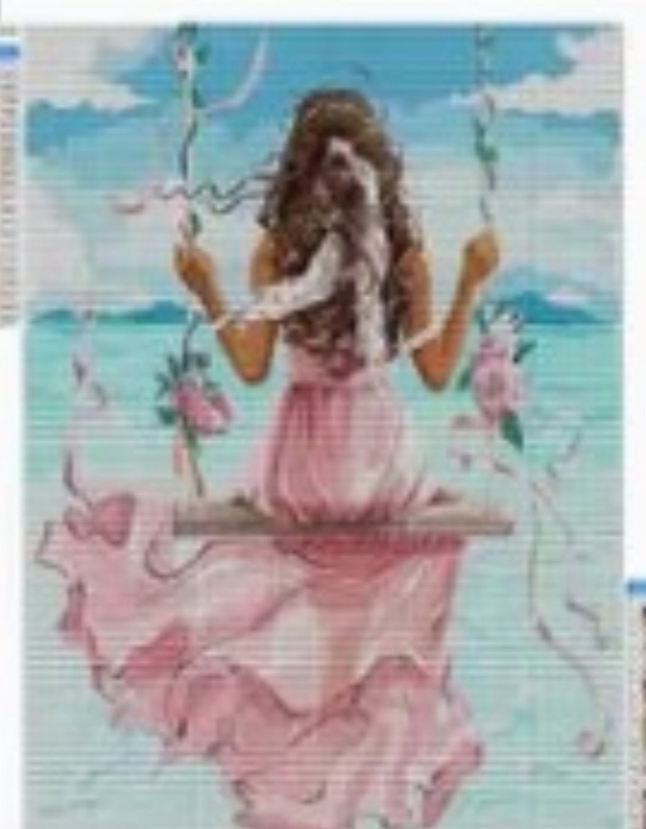 Diamond painting - Meisje op schommel/ 30x30