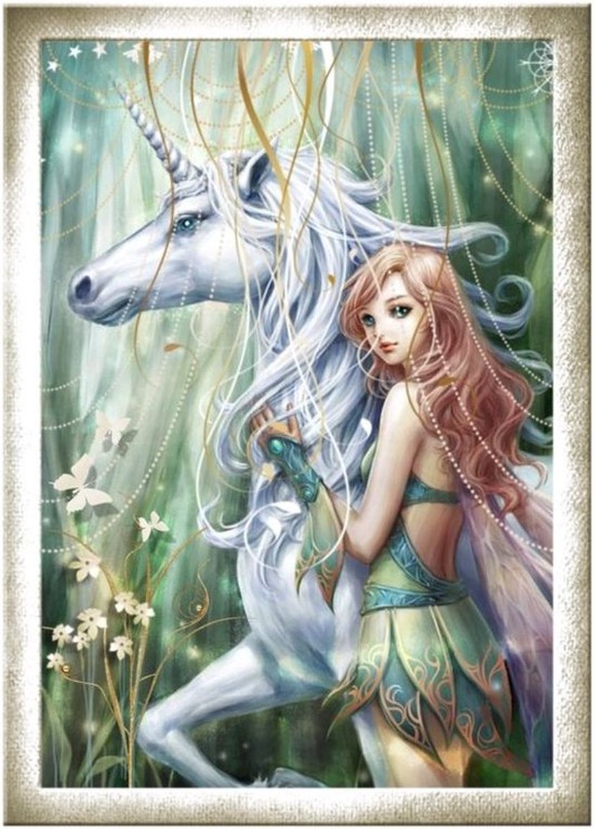 Unicorn - Elf - Eenhoorn - Diamond Painting - 50x40cm - Ronde steentjes