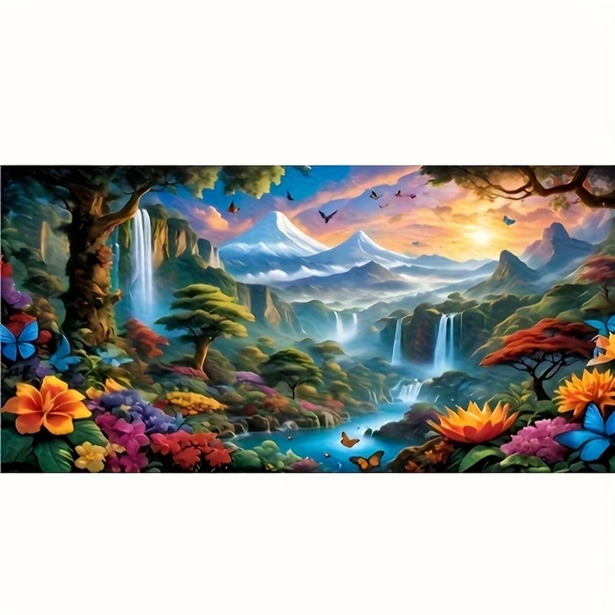 diamond painting kleurrijke zonsondergang landschap 100 x 50 cm Groot formaat - Mooie kwaliteit