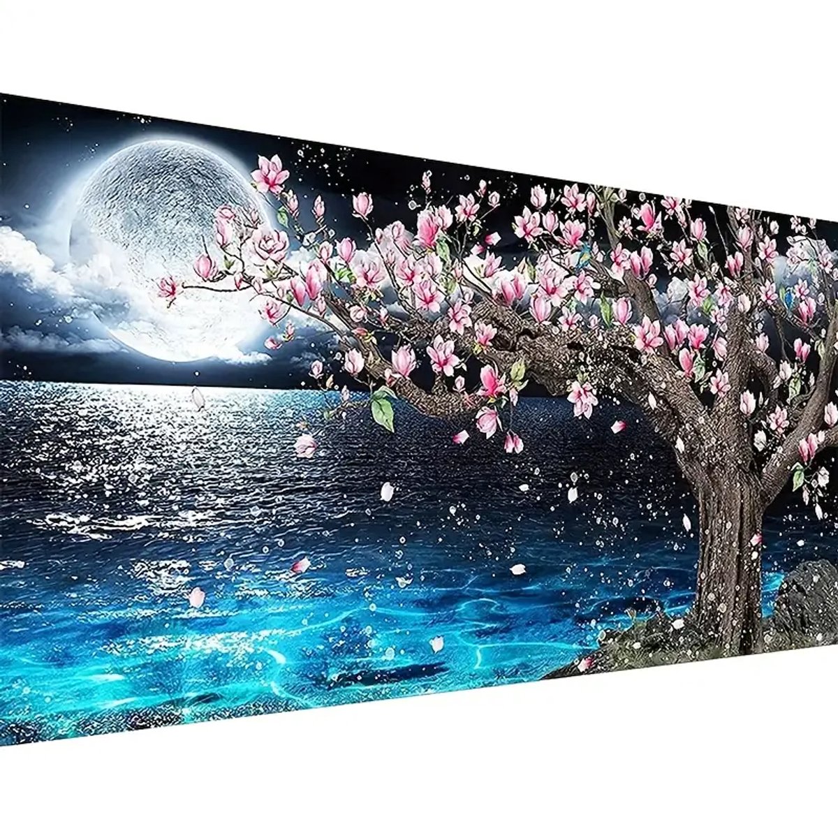 Diamond painting set 0052 - Bloesemboom bij Maanlicht - 70 x 40 cm