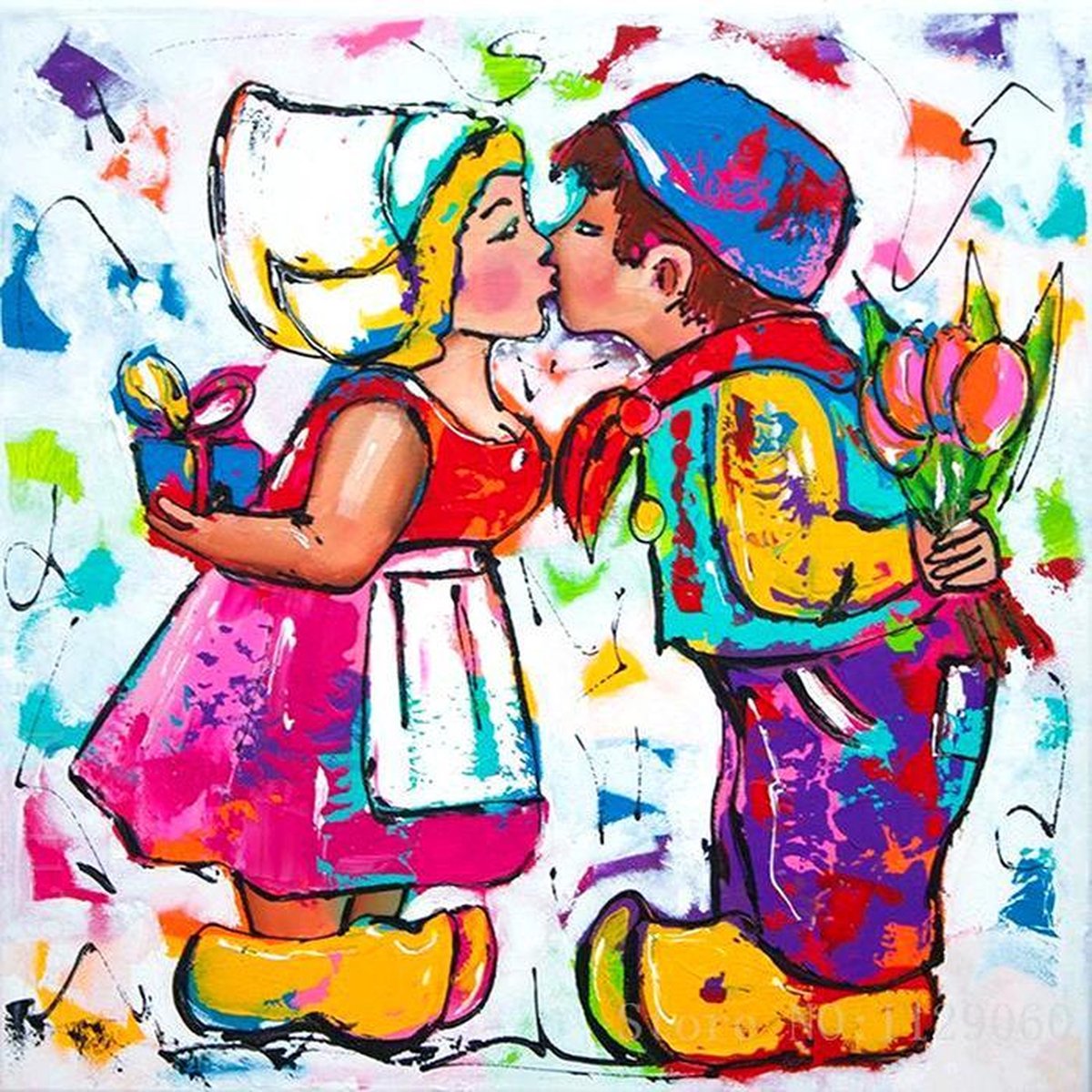 Diamond Painting Boer en Boerin - Hobbypakket - Vierkante steentjes - Volledige dekking - 40x40 cm