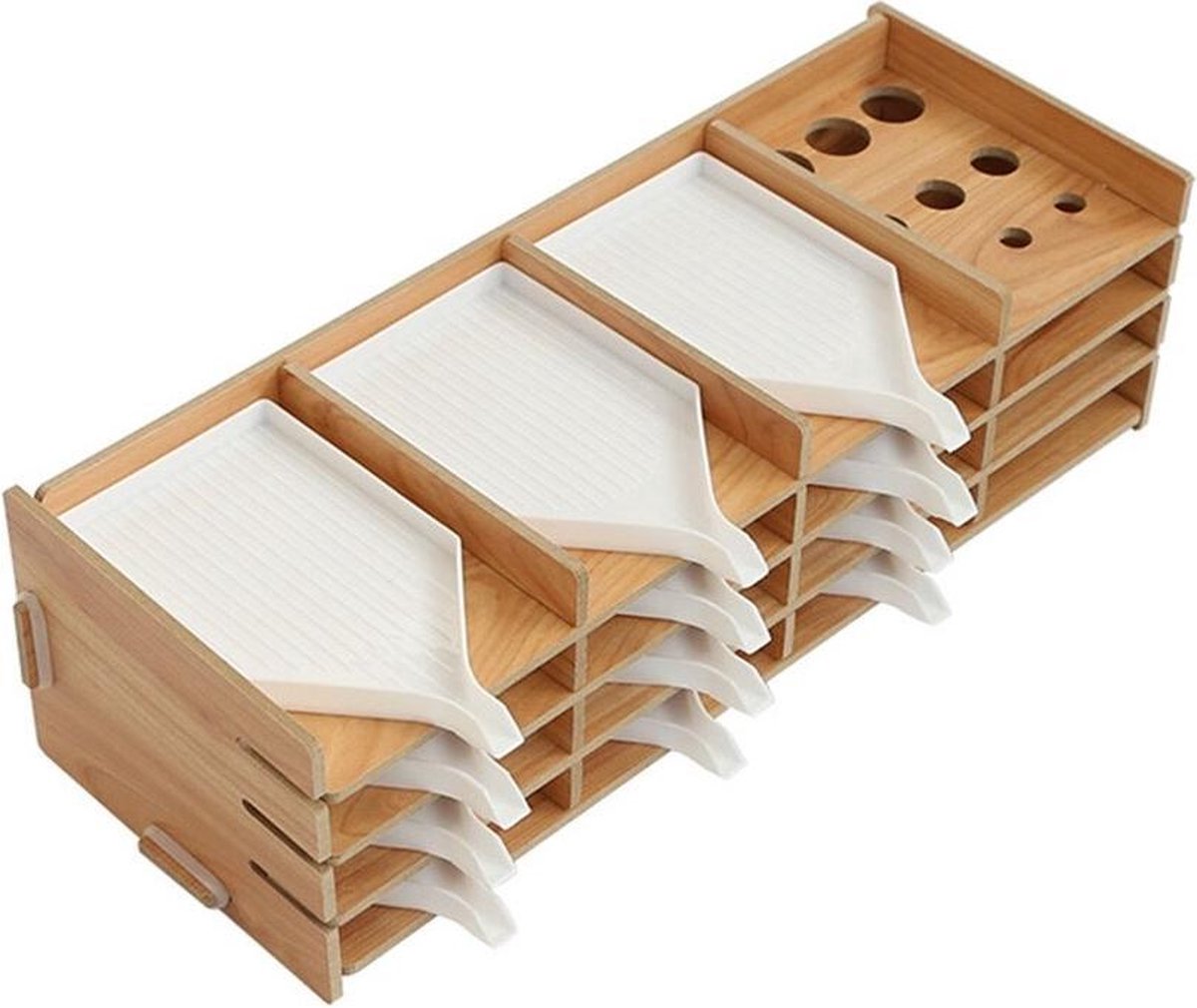 Diamond Painting Organizer - 12 witte schudbakjes - Nog in elkaar te zetten - Hout
