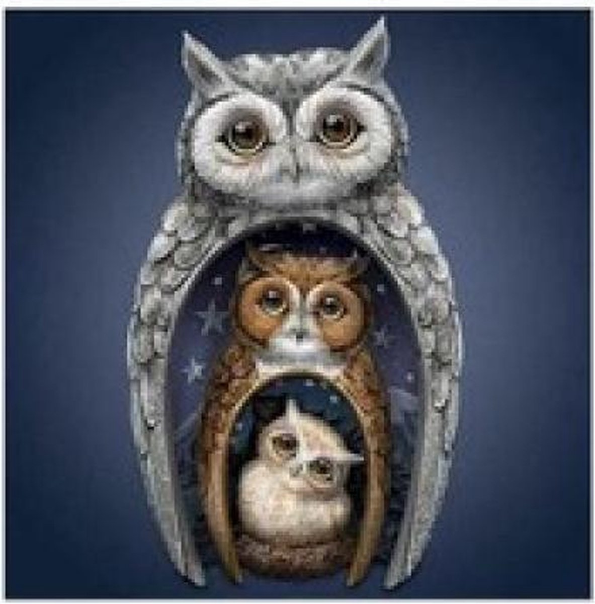 Diamond Painting Volwassenen - 3 Uilen - Volledig te bedekken - Hobbypakket - Vierkante steentjes