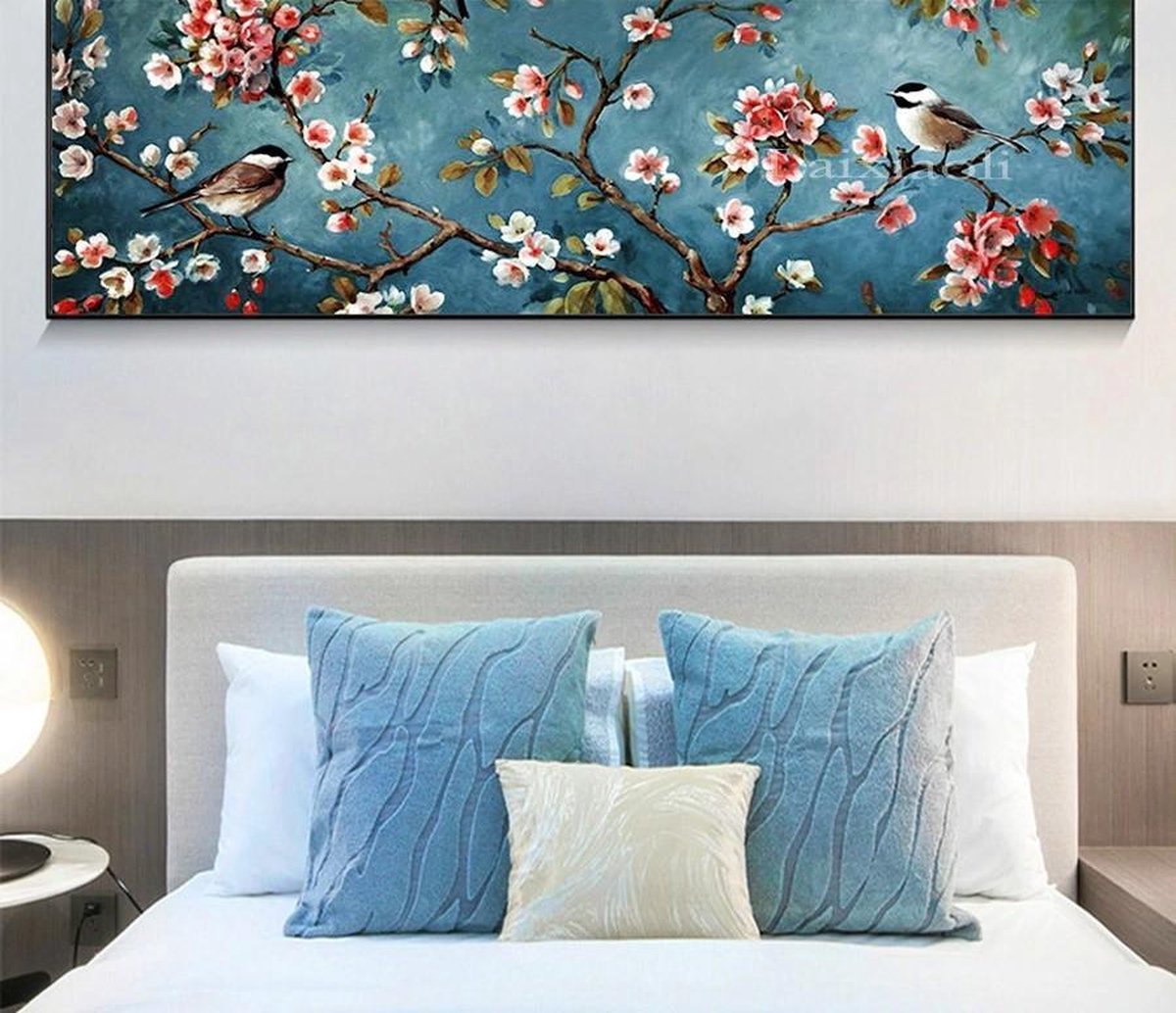 Diamond painting Bloesem met vogels - 90x30 cm - Volledig te beplakken - Hobbypakket - Vierkante steentjes