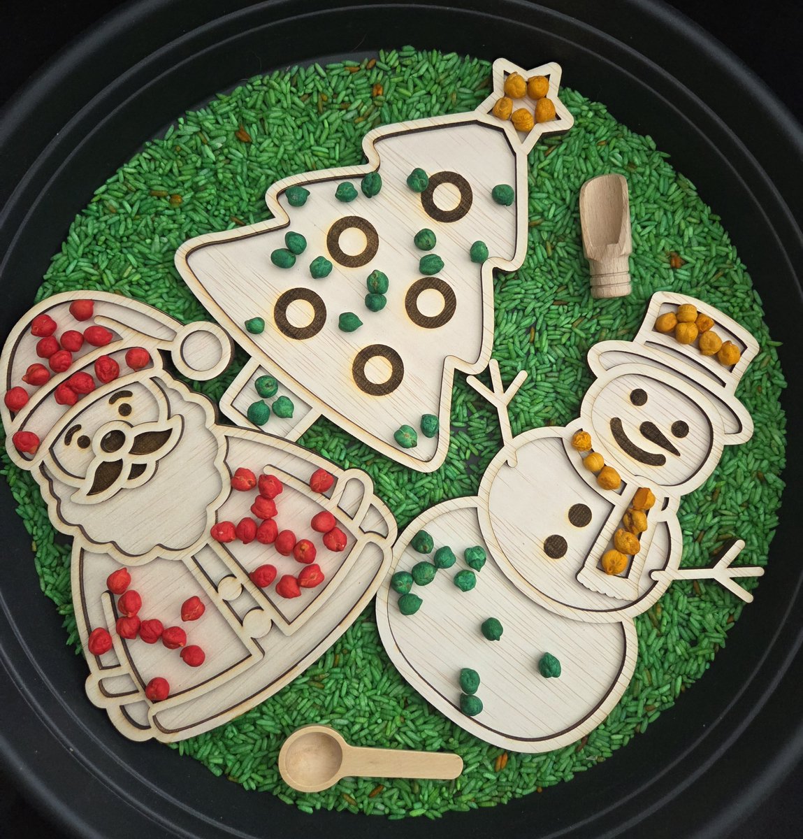 Vulvorm, vulvormen kerst set voor speelrijst - sensorische speelgoed set - Sensory, sensorisch motorische ontwikkeling