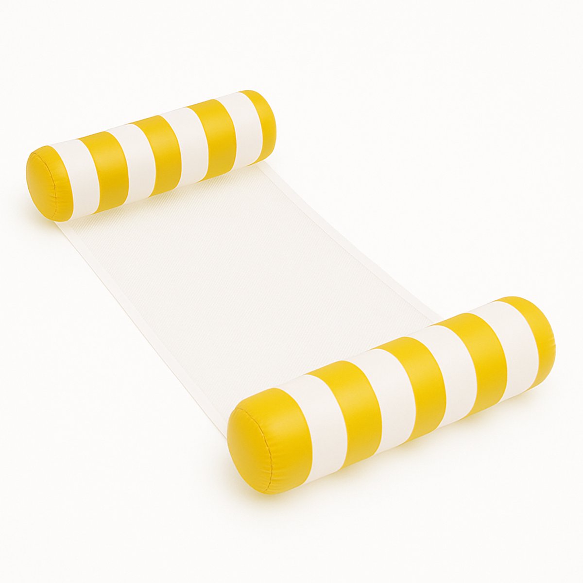 Dicadore - Waterhangmat - Luchtbed Zwembad - Luchtmatras opblaasbaar - Geel/wit gestreept - Zwembad/Strand - Waterspeelgoed - Vakantie