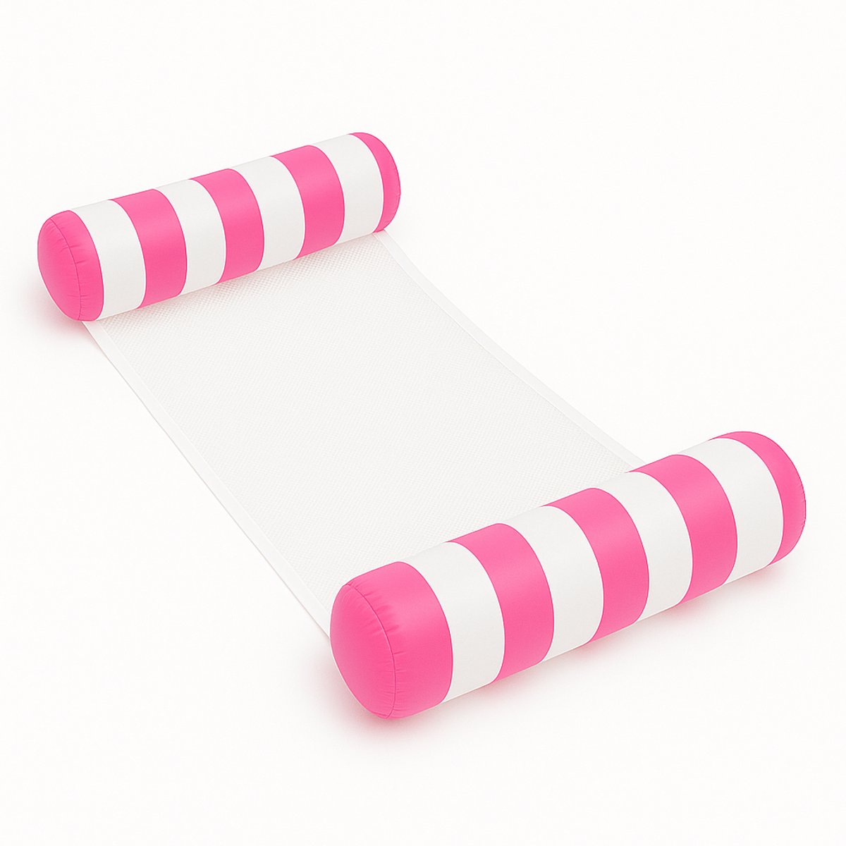 Dicadore - Waterhangmat - Luchtbed Zwembad - Luchtmatras opblaasbaar - Roze/wit gestreept - Zwembad/Strand - Waterspeelgoed - Vakantie