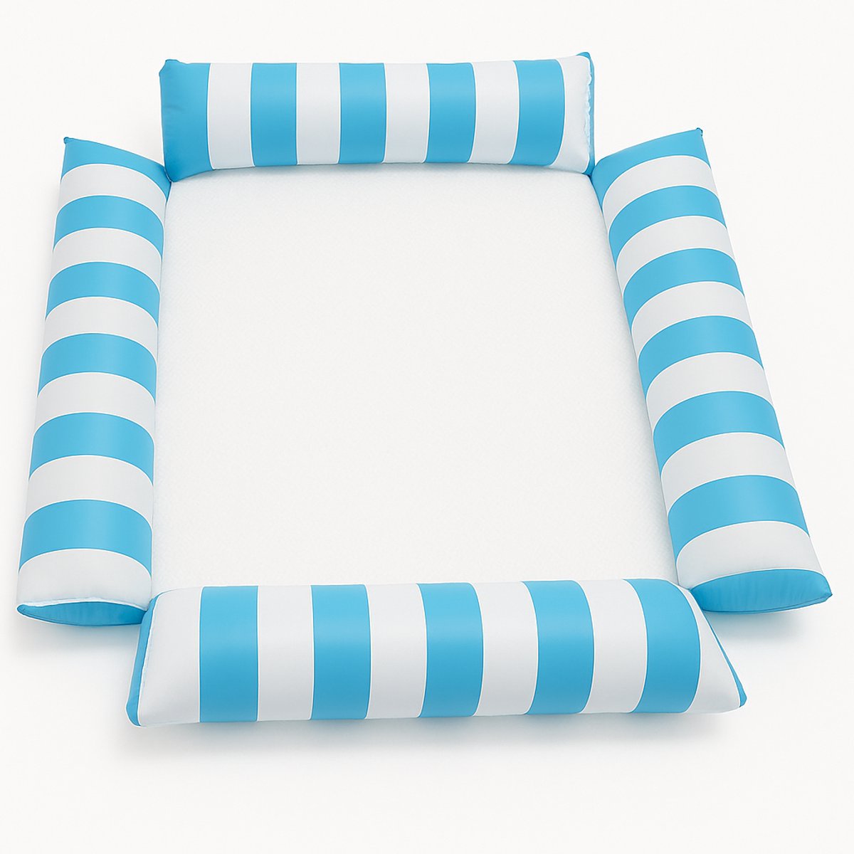 Dicadore - Waterhangmat Vierkant - Luchtbed Zwembad - Luchtmatras opblaasbaar - Lichtblauw/wit streep - Zwembad/Strand - Waterspeelgoed - Vakantie