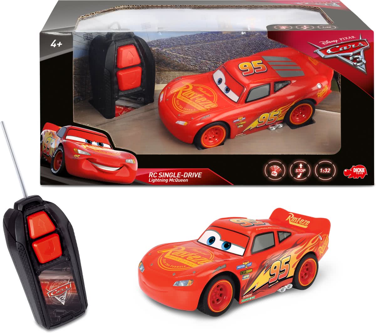 Cars 3 RC Bliksem McQueen Single Drive (14cm) - Bestuurbare auto