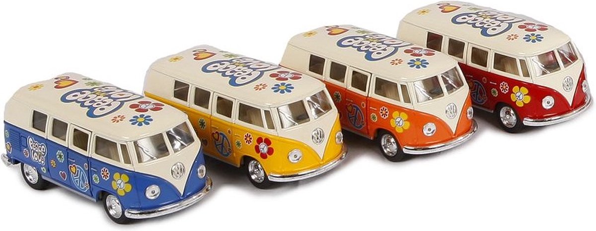 Die Cast pull back VW Classical Bus 1:32 4 varianten qua kleur