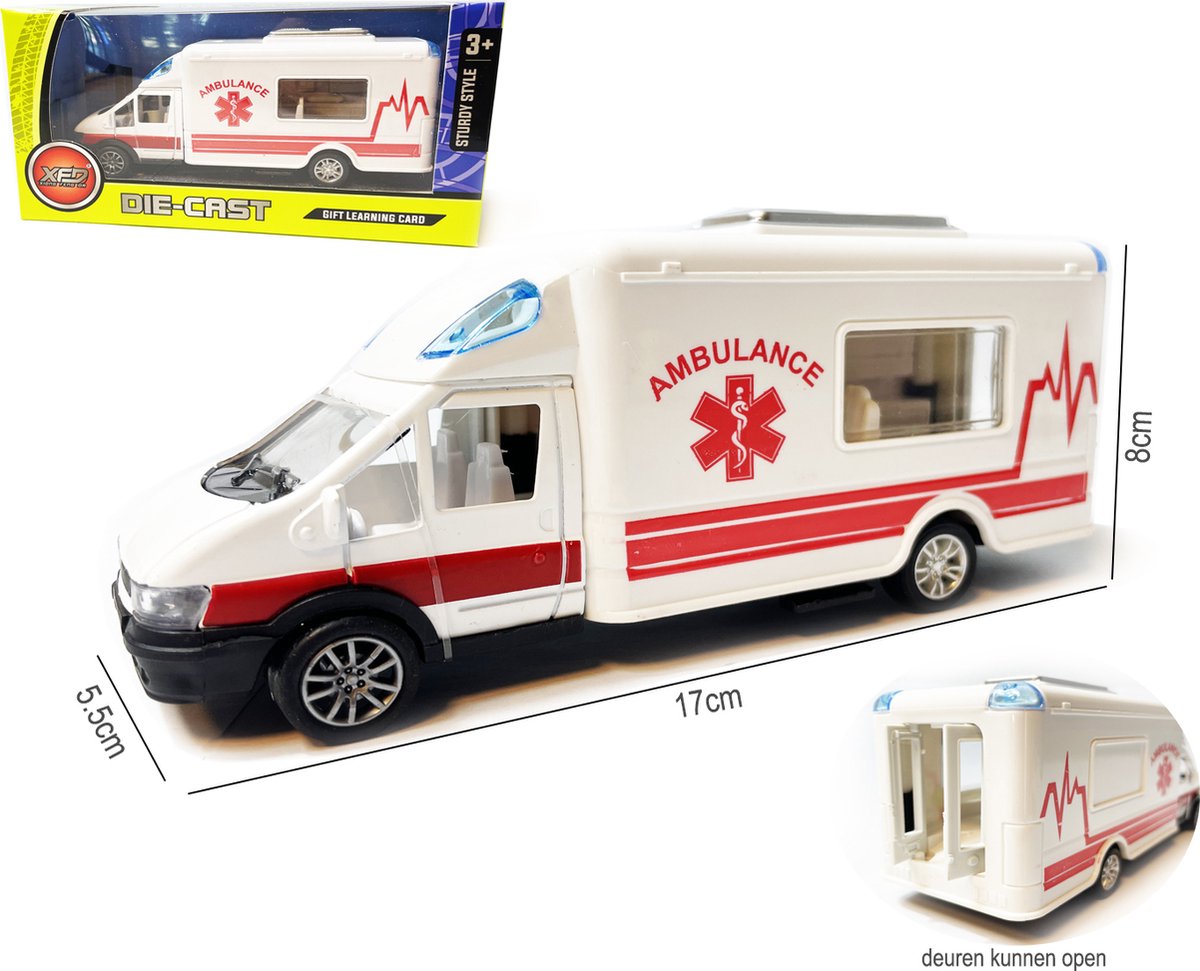 Ambulance - Speelgoed ambulancewagen - pull-back drive - Die Cast voertuigen - 17 CM