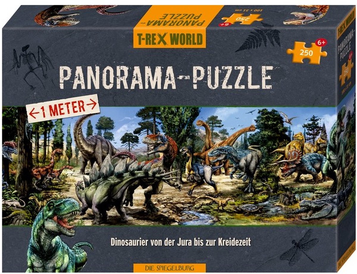 Die Spiegelburg - T-rex World Puzzel - 250 stukjes - Panorama (100 x 31 cm)