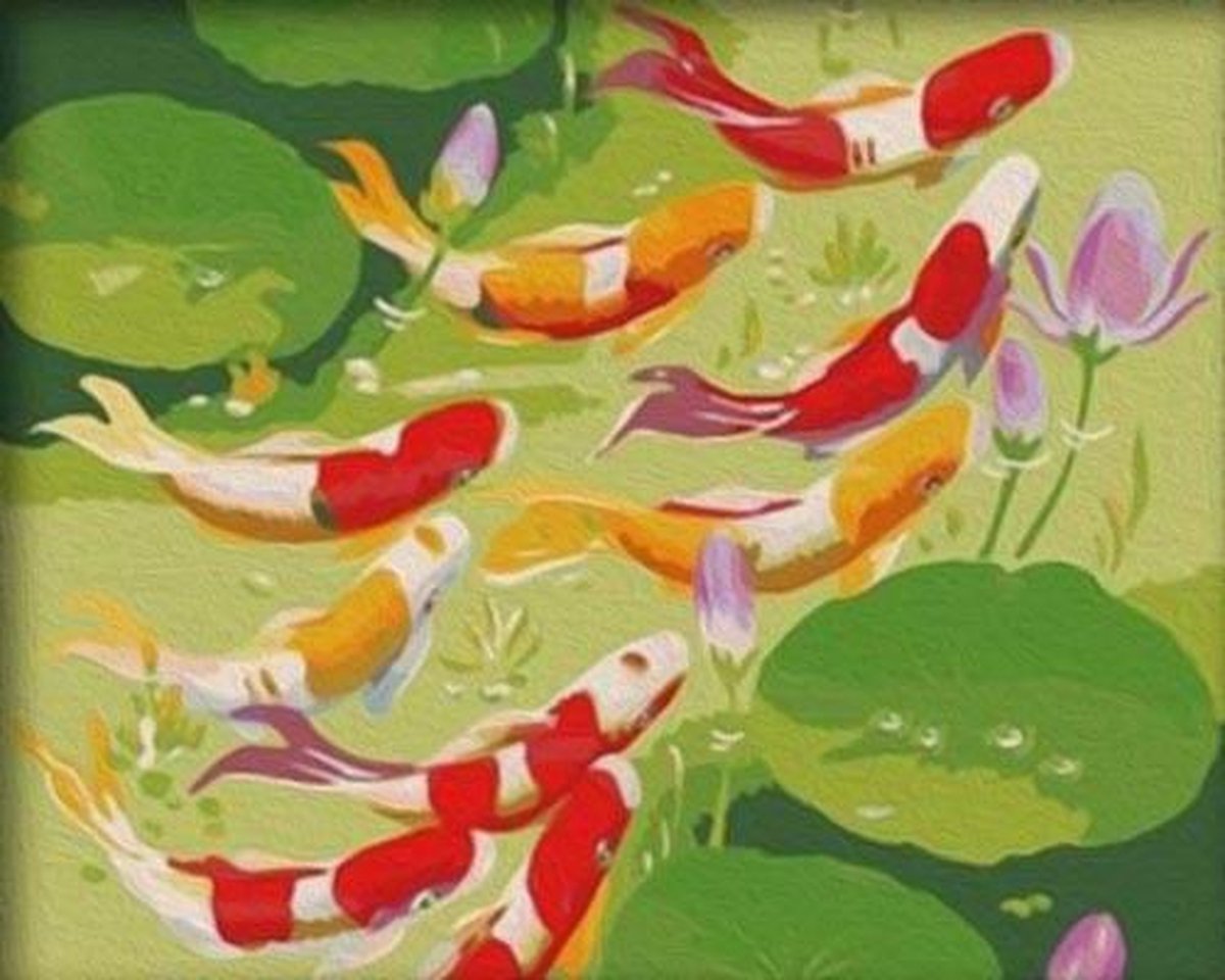 Dielay - Schilderen op Nummer - Koi / Karpers - Painting by Numbers - 50x40 cm - Complete Set