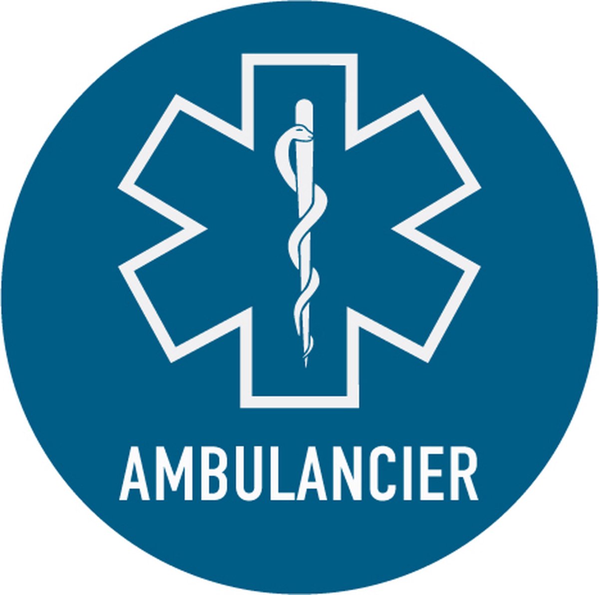 5 Vinyl stickers met logo ambulancier rond - diameter 5cm