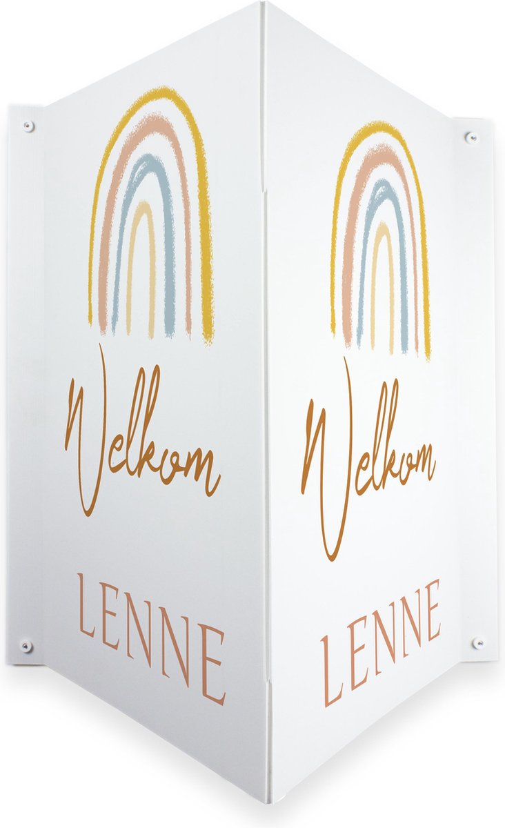Geboortebord met eigen naam - Raambord - Personaliseerbaar - regenboog - jongen&meisje - Newborn - raamdecoratie