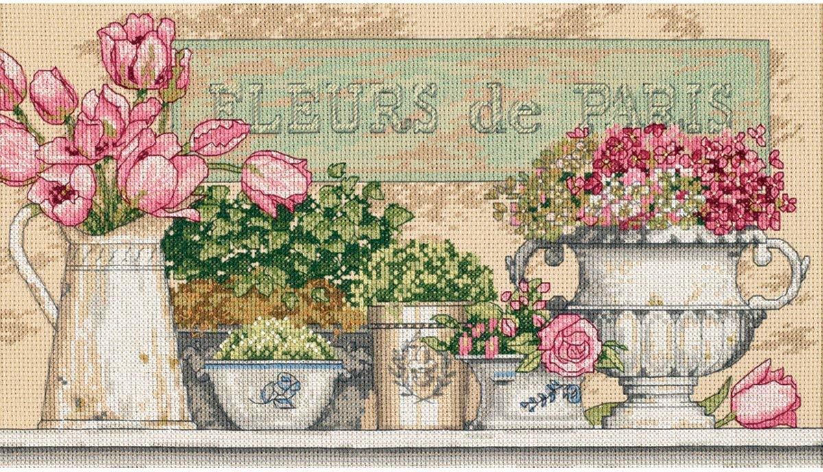 Borduurpakket Flowers Of Paris  (36 x 20 cm)