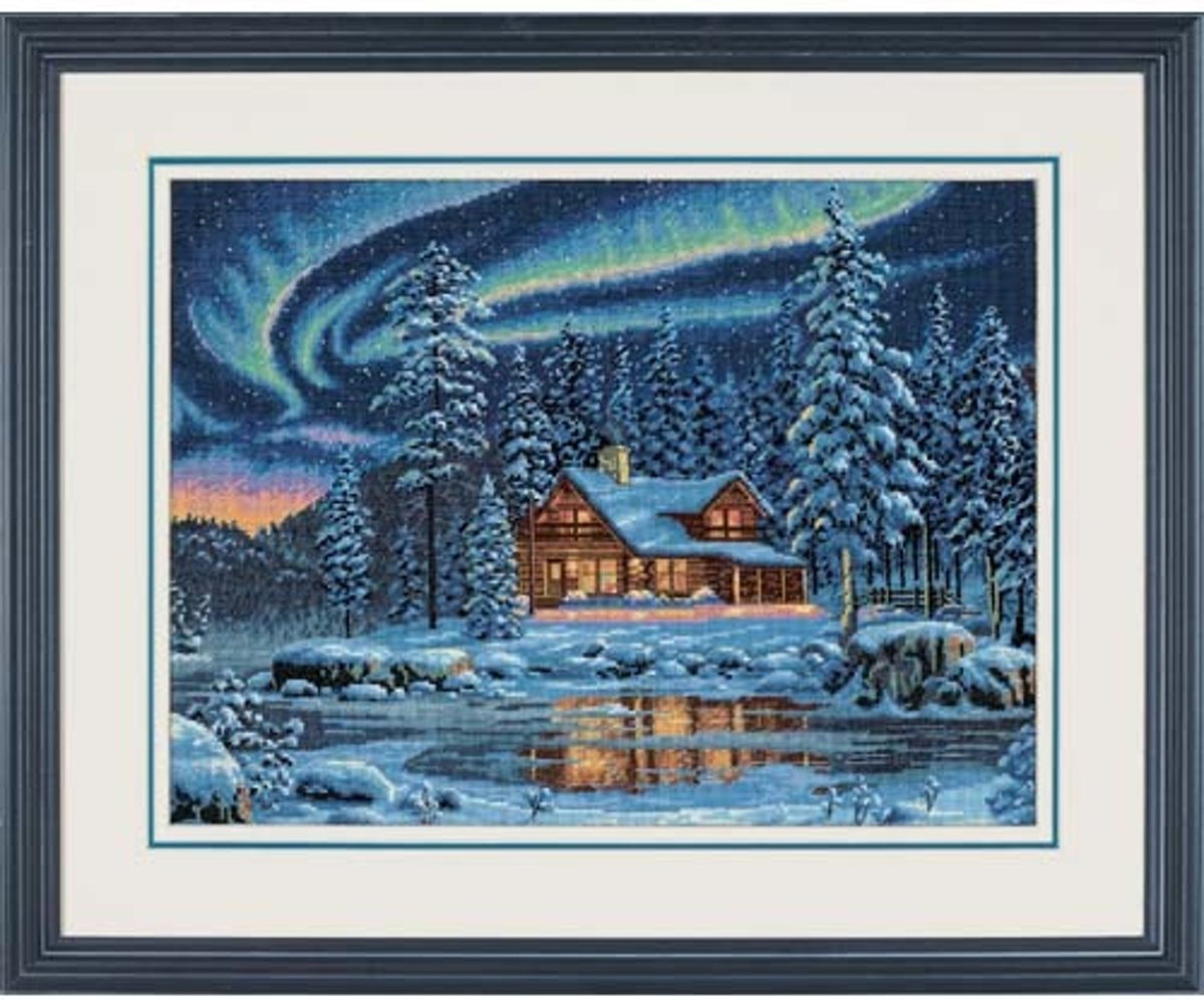 borduurpakket 35212 winterlandschap in nachtsfeer