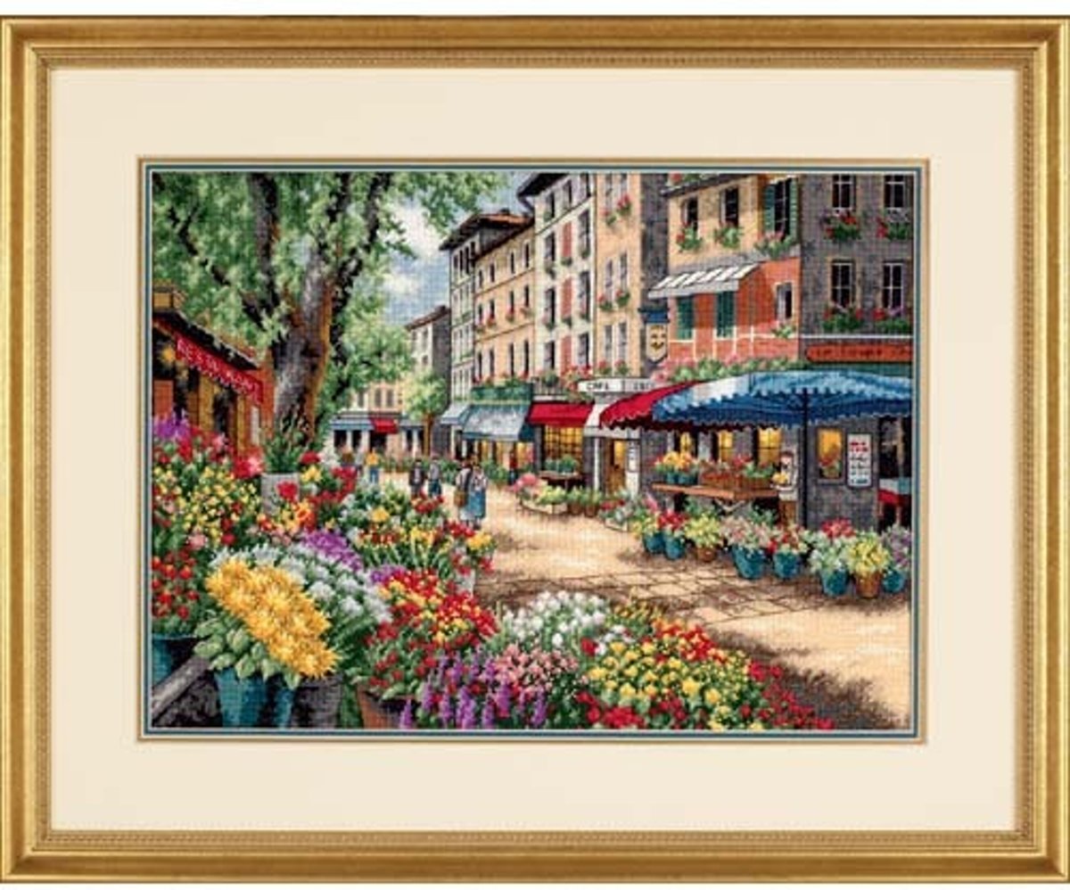 borduurpakket 35256 marktscene in parijs