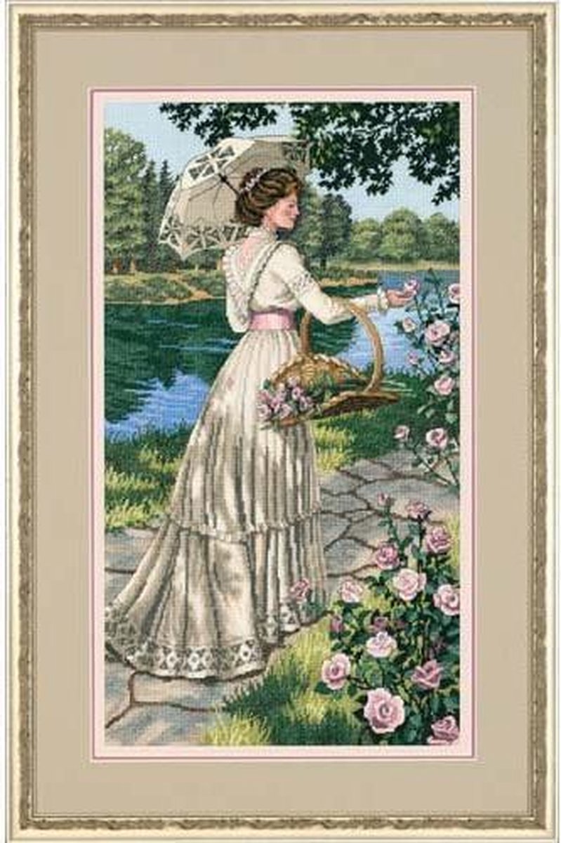 borduurpakket 3868 dame met parasol (collectors item!)