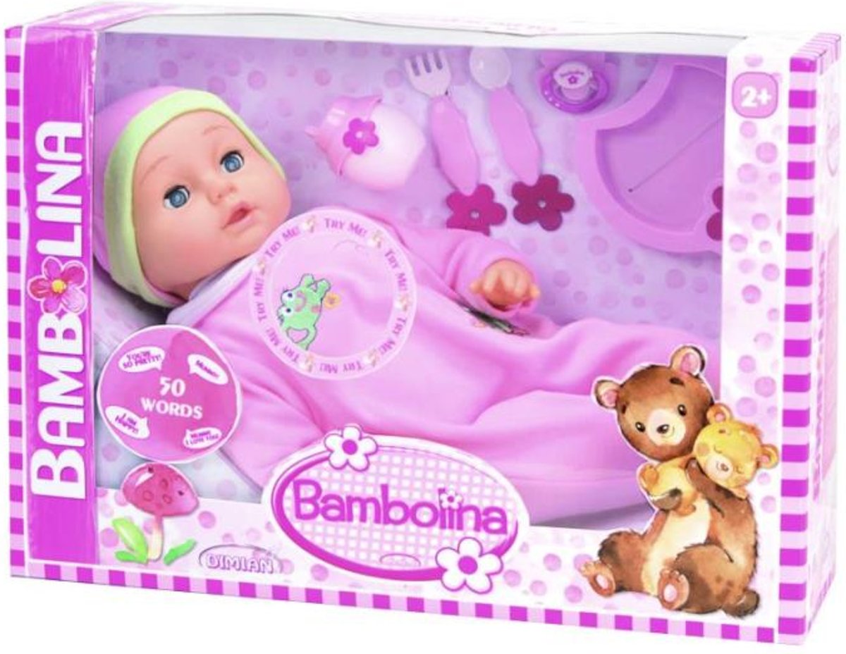 Dimian Babypop 50 Woordjes - met Accessoires - 46 Cm