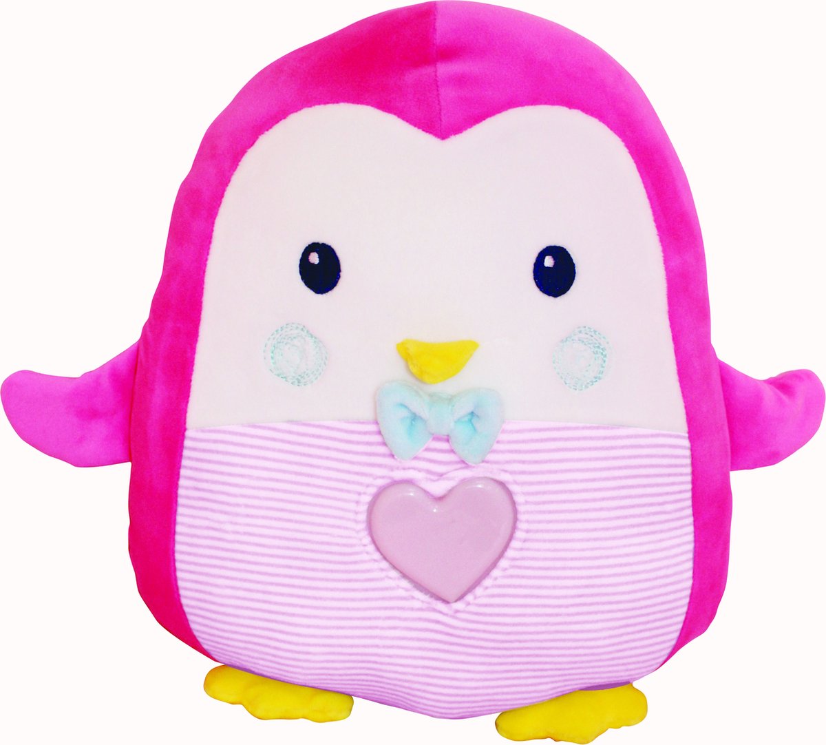 Pluche pinguin met licht en klassieke muziek.