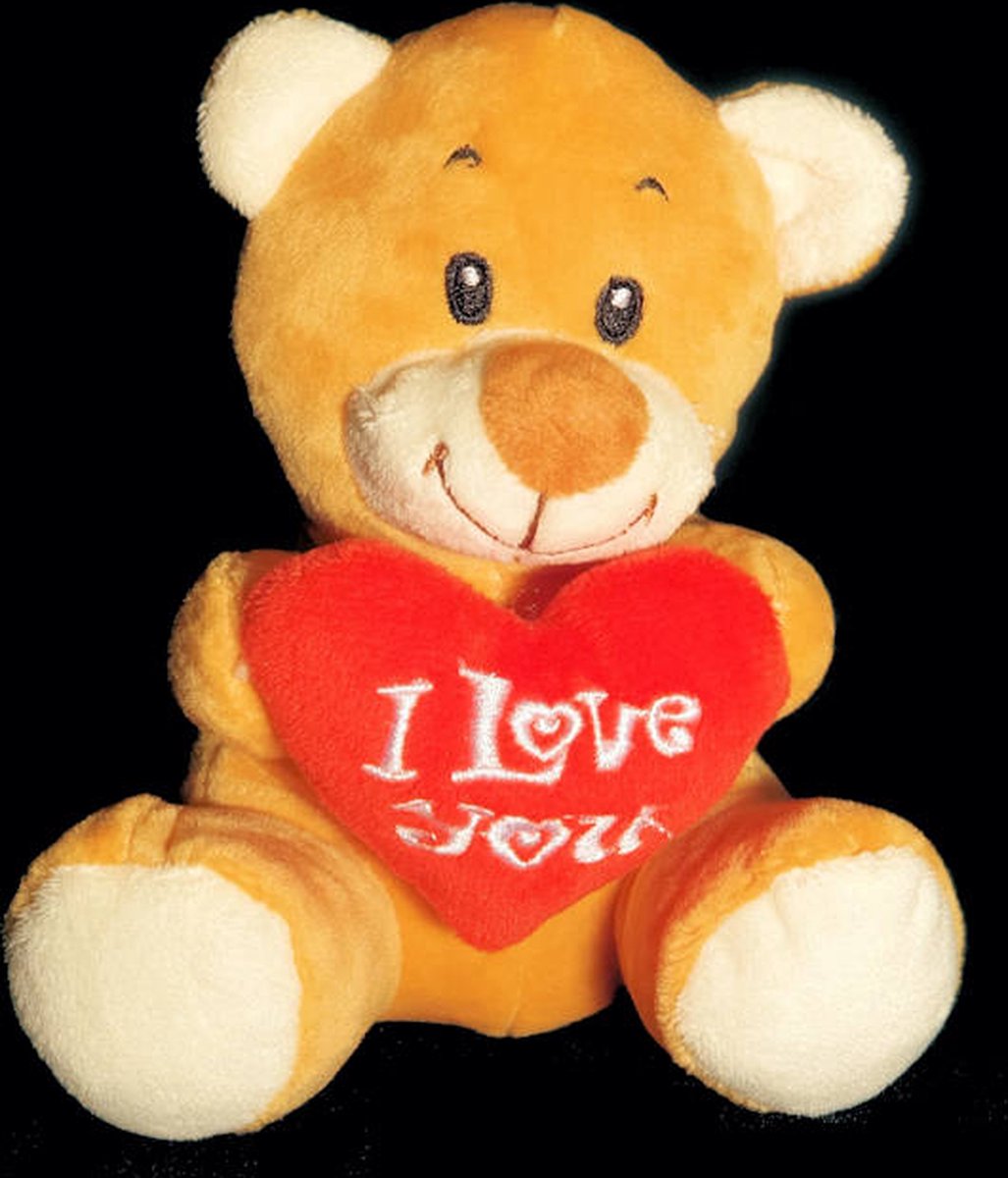Knuffelbeer knuffel beer I Love You 12cm lichtbruin