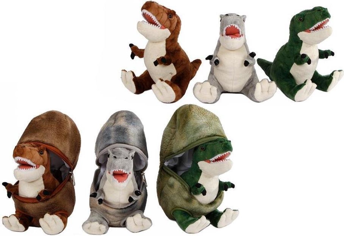 Dinoworld Dinosaurus In Ei Junior 22 Cm Pluche Grijs