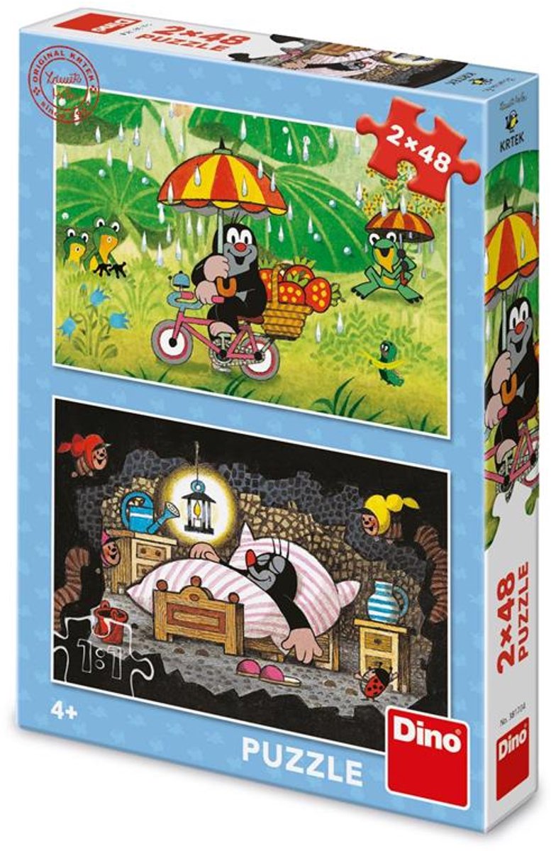 Dino legpuzzel Little Moles Day - 2 puzzels - 48 stukjes.