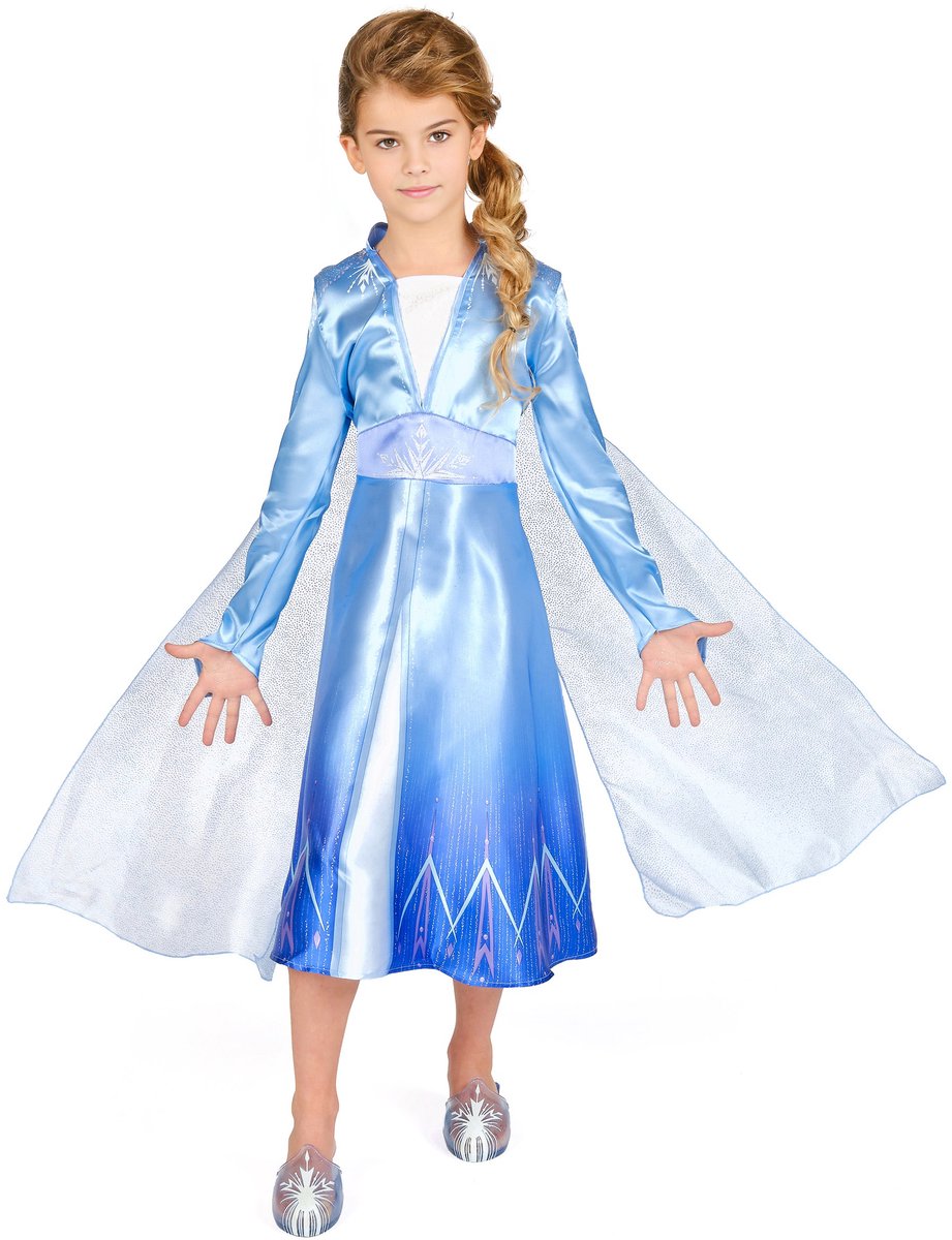 Smiffys - Disney Frozen Elsa Travelling Classic Kostuum Jurk Kinderen - Kids tm 4 jaar - Blauw