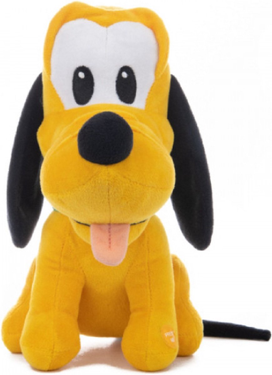 Pluto Zittend Disney Pluche Knuffel met Geluid 20 cm - Speelgoed Knuffeldier Knuffelpop Knuffels voor Kinderen Jongens Meisjes - Minnie Mouse, Katrien Daisy, Goofy, Donald Duck, Pluto