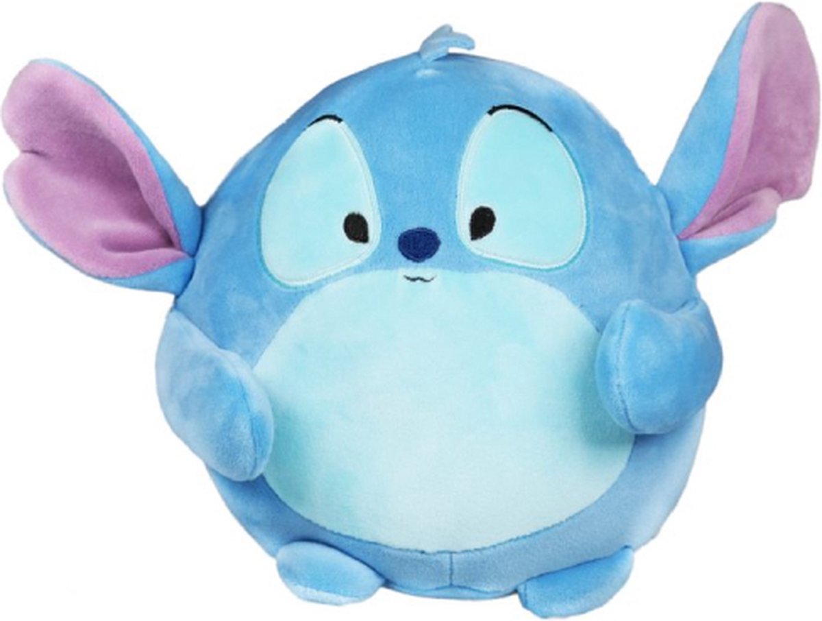 Stitch - Disney Squashy Podgies Pluche Knuffel 24 cm - Speelgoed Knuffels voor Kinderen Jongens Meisjes - Kawaii Kussen - Squishy Squish Knuffel - Mickey Mouse, Minnie Mouse, Stitch, Angel, Tijgertje, 101 Dalmatiërs