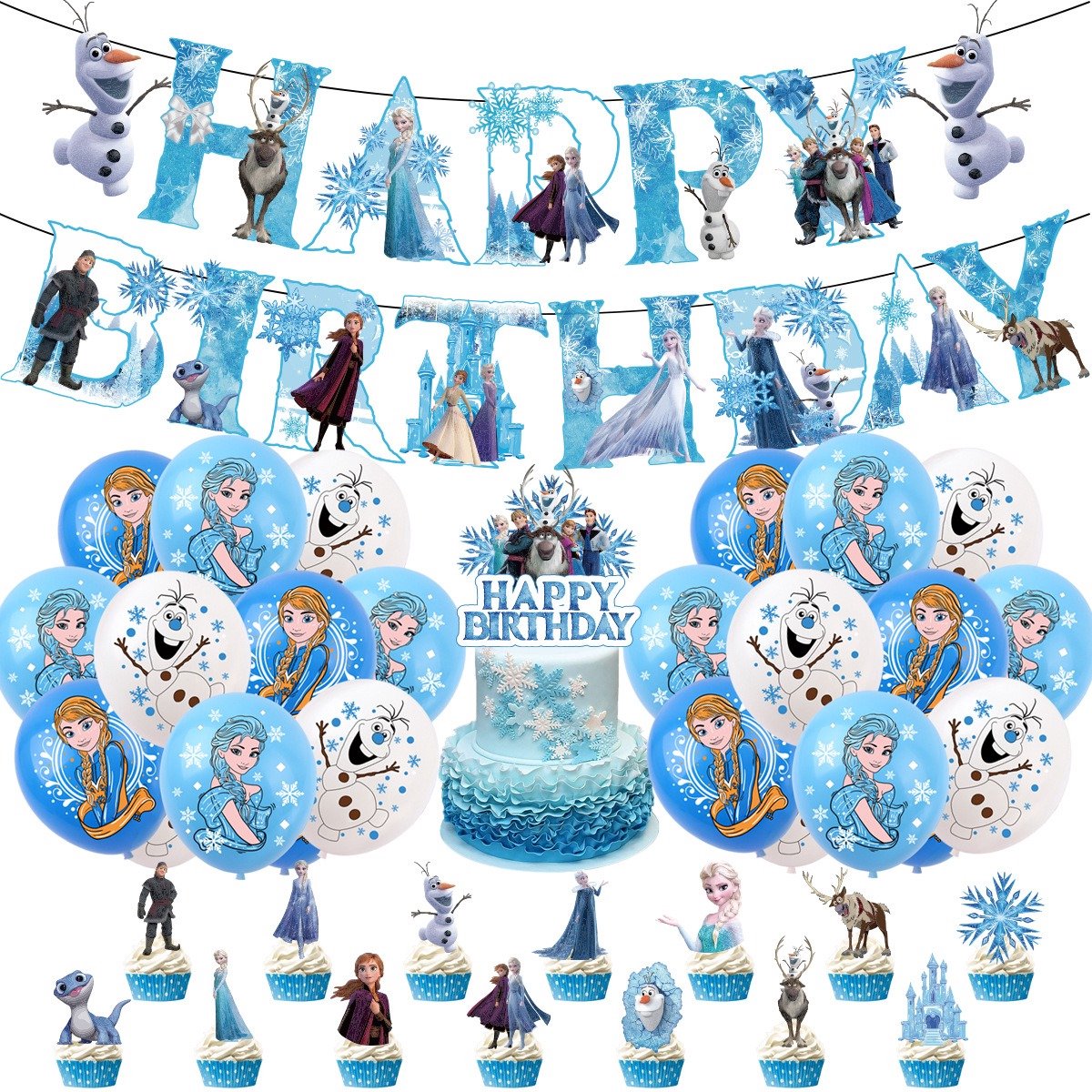 Frozen - versiering voor partijtjes een feestjes - taart - cupcake - ballonnen - meisjes