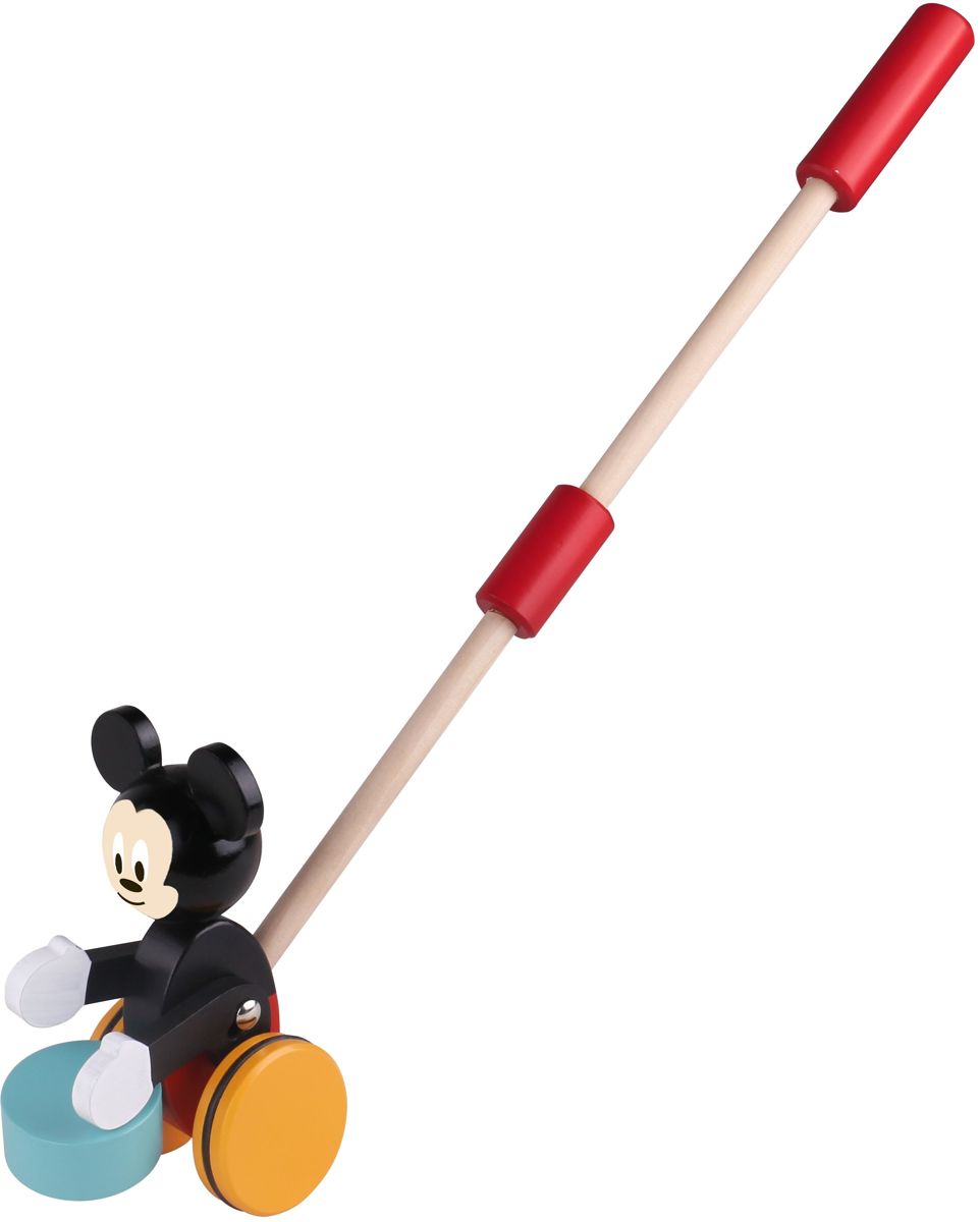 Duwstok hout Mickey Mouse met trommel 18+ mnd