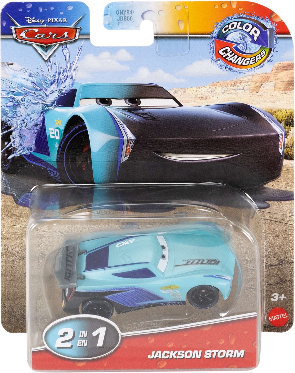 Disney Pixar Cars Color Changers Jackson Storm, Auto, 3 jaar, Metaal, Kunststof, Meerkleurig