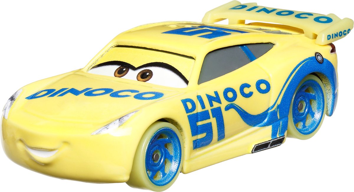 Disney Pixar Cars Disney and Pixar Cars Glow Racers Dinoco Cruz Ramirez, Racewagen, 4 jaar, Metaal, Geel