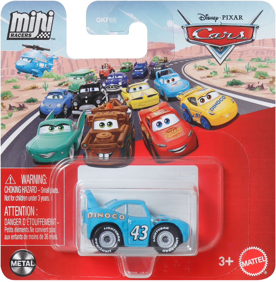 Disney Pixar Cars Mini Racers Strip Weathers AKA The King, Auto, 3 jaar, Metaal, Kunststof, Lichtblauw