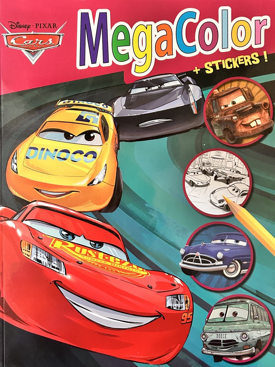 MegaColor kleur en stickerboek Cars