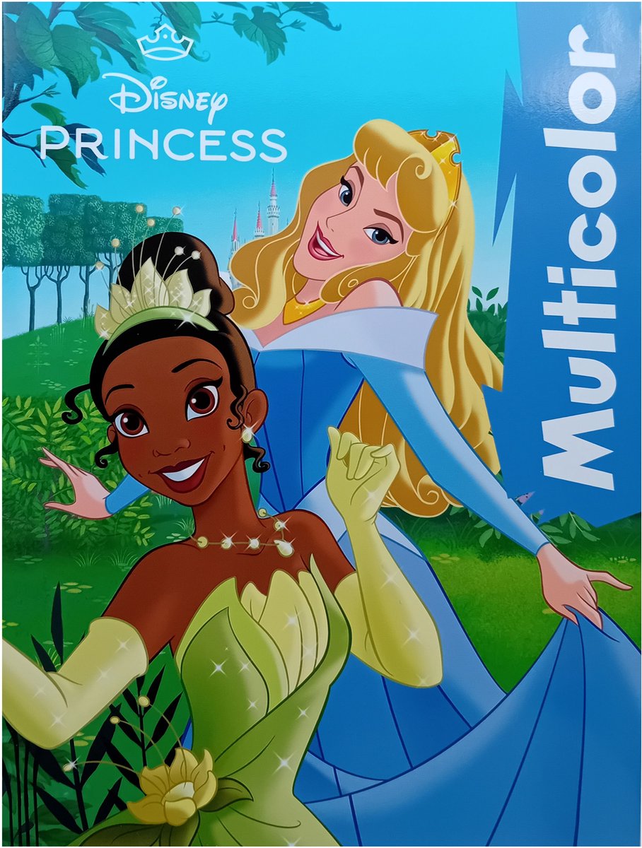 Disney Princess kleurboek - Tiana en Doornroosje - prinsessen - blauw - Multicolor - 32 blz