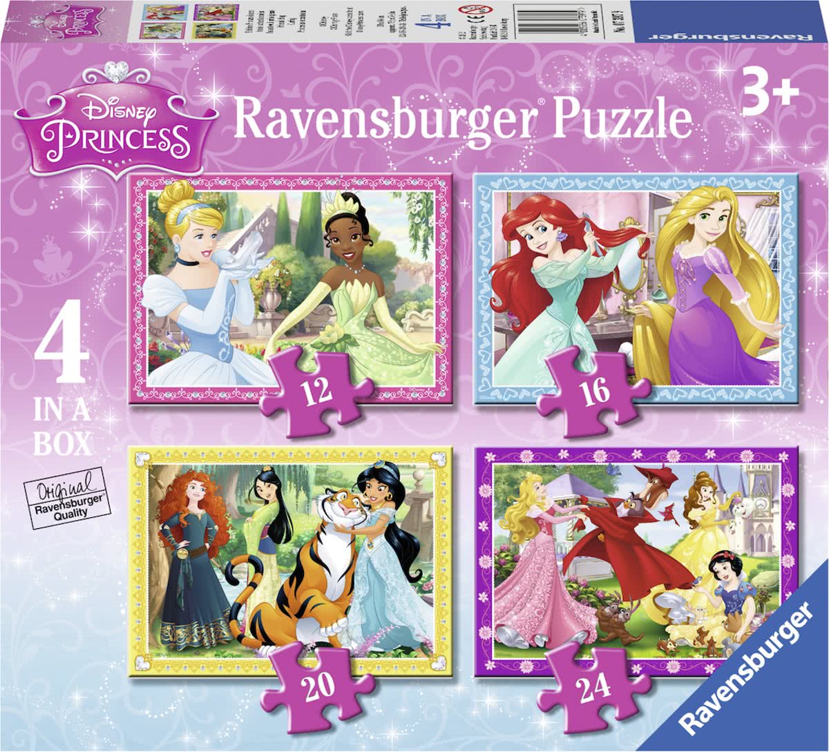 Ravensburger Disney Princess. Vier puzzels -12+16+20+24 stukjes - kinderpuzzel
