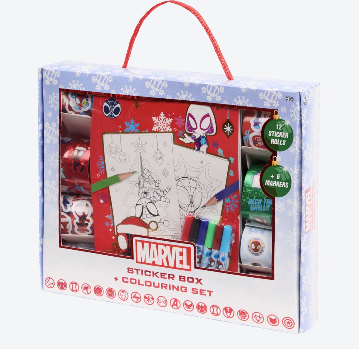 Disney Kerst Kleurboek & Sticker Pakket - Thema: Marvel Spiderman / Superheld - Inclusief: Kleurboek, 6 Stiften & 12 Stickerrollen - Sticker & Knutsel Pakket - Creatief Speelgoed - Hoge Kwaliteit - Luxe Knutselpakket - Knutselen, Tekenen & Kleuren