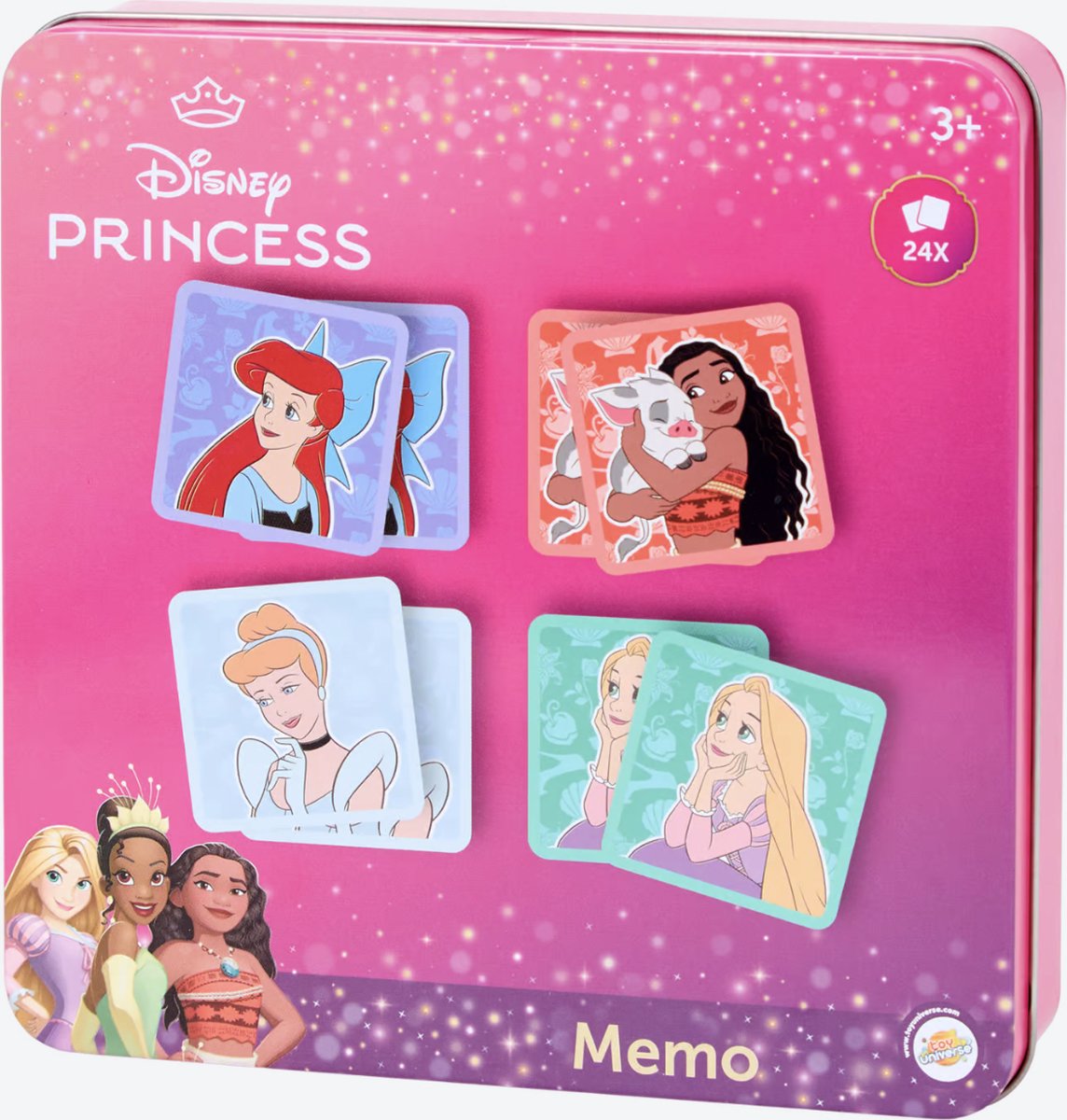 Domino Spel - Thema: Disney Princess - Familiespel - Domino Kaartspel - Domino Spel met Disney Prinsessen - Spel in Blik - Luxe Uitvoering & Hoge Kwaliteit - Oud Hollandse Spellen